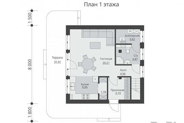 Одноэтажный дом с мансардой